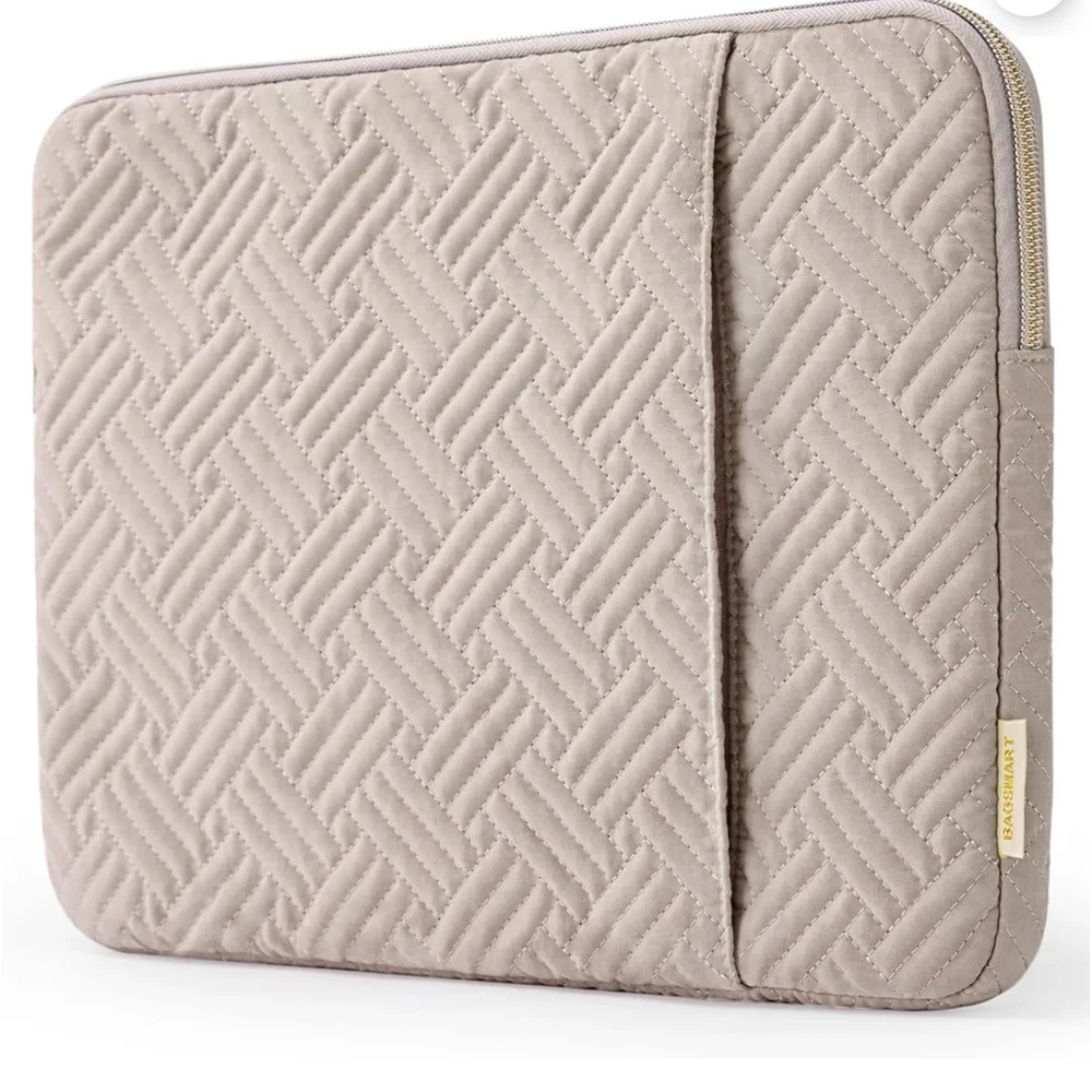 Chic Quilted Tablet Sleeve in Taupe